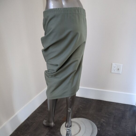 Brunello Cucinelli Skirt Monili Track Rushed Army Green Cotton Twill Size 4 - Picture 4 of 9